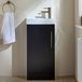 Hudson Reed Cluo Meuble lave-mains – 40 cm – Gris noir – Avec lavabo – Poignée barre en T or brossé