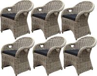 AVH-Collectie 6 stuks Macau dining tuinstoel met handgat naturel rotan