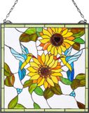 VEVOR Glas-in-lood Raampaneel Rechthoekig Vintage Hangend Kleurrijk Glas 50.2x52cm