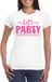 Bellatio Decorations Verkleed T-shirt voor dames - lets party - wit - glitter - carnaval/themafeest S