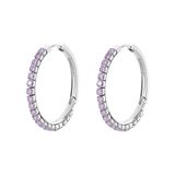 Brosway DESIDERI Creolen voor dames – oorbellen van roestvrij staal met paarse zirkonia, paars, 3,2 cm, BEIE023