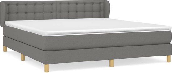 vidaXL Boxspring met matras stof donkergrijs 160x200 cm