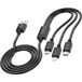 HOCO X74 Câble de chargement USB-A vers Lightning/MicroUSB/USB-C 3-en-1, 18W, 1m, Noir