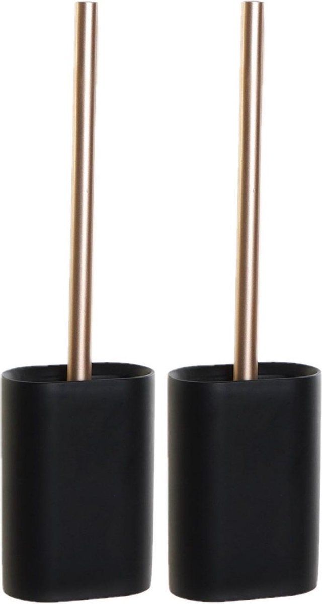 Set van 2x Zwarte Silicone WC-borstels met Houder - 40 cm