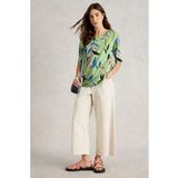 White Stuff Weaver Jersey Tee Green Print Taille: 8