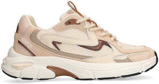Manfield - Dames - Beige mesh sneakers - Maat 42