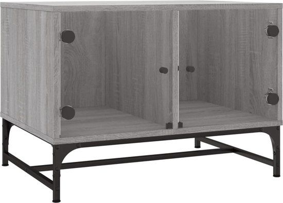 vidaXL Salontafel met glazen deuren 68,5x50x50 cm grijs sonoma eiken