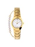 Lucardi - Dames Regal damesset horloge en armband goudkleurig - Cadeau Set - Alloy - Goudkleurig