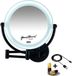 Gerard Brinard Metalen LED Make-up Spiegel - Mat Zwart - Dubbelzijdig - 10x Vergroting - 22cm - Wandmontage
