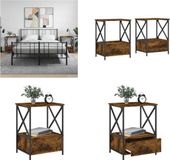 vidaXL Nachtkastjes - 2 stuks - 50x41x65 cm - Bewerkt Hout - Gerookt Eikenkleurig