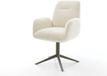 DELIFE Eetkamerstoel Zoa-Flex kruispoot afwerking met titanium teddy beige 360° draaibaar rocker-functie pocketveer kern