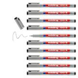 edding 150 S non-permanentee stift - zwart - 10 stiften - ronde punt 0,3 mm