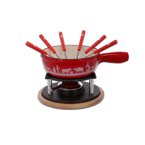 Rotel 1510150 Kaasfondueset - Gietijzer - Rood - 31,5 x 17,5 x 23 cm
