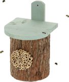 Merkloos Insectenhotel nestkast voor wilde bijen - HBD 265 x 17 x 19 cm - bijenhotel tuin balkon hout naturel groen