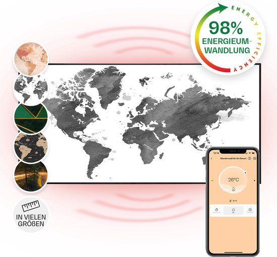 Klarstein Wonderwall Air Art - Infrarood Verwarming - 700W - Zwarte Kaart Design