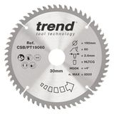Trend Laminaat- en HPL-cirkelzaagblad, diameter 190 mm, 30 mm boring, 60 tanden, 2,6 mm snijvoeg, +4° haak, TCT, superfijn oppervlak, CSB/PT19060