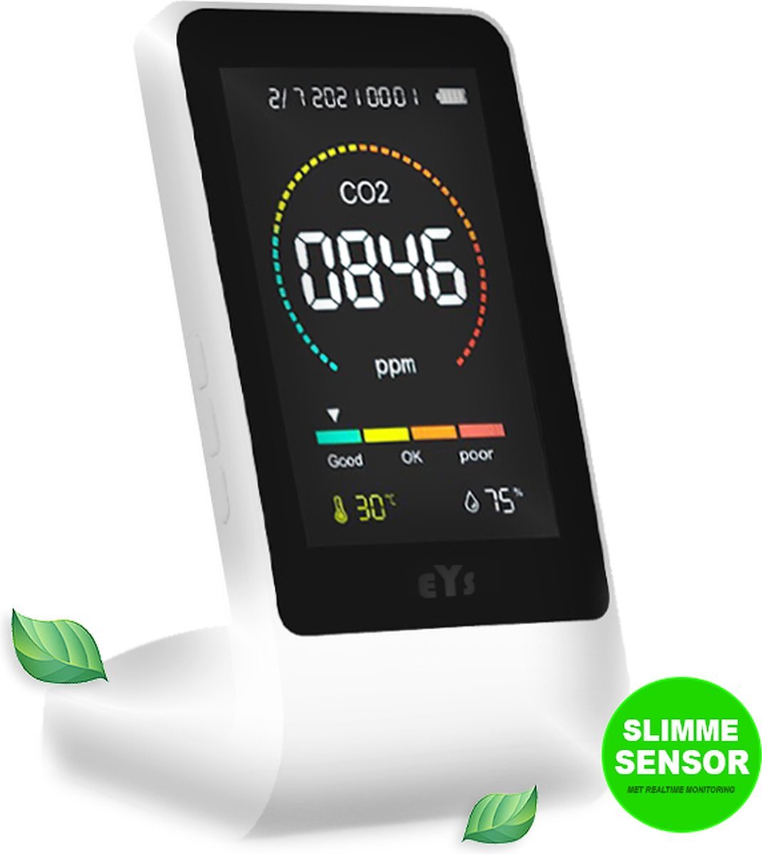 EYSLIFE EYSLife® CO2 Meter PRO Hygrometer voor Binnen en Buiten CO2 Melder met Thermometer
