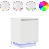 Tables de chevet avec lumières LED 2 pièces meuble de chevet table de nuit blanc 38x34x50 cm