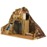 Avilia Napolitaanse kerststal, handgemaakt, met molen en echte waterval, 42 x 35 x 43 cm, ideaal als kerstdecoratie, elegante en gedetailleerde kerststal met figuren en dieren van terracotta