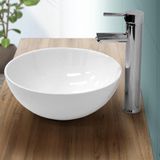 LuxeBath Wastafel incl. zilveren kabelwaste zonder overloop Ø 32x13,5 cm wit keramiek