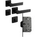Fimet Poignée de porte PUSH avec serrure à loquet magnétique SET WC - salle de bains - noir mat
