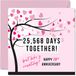 Grappige I Love You Gifts Grappige platina verjaardagskaart voor vrouw of man - 25568 dagen samen - 70e huwelijksverjaardag cadeau voor partner, 145 mm x 145 mm