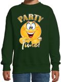 Bellatio Decorations BD Verkleed sweater voor kinderen - party time emoji - groen - themafeesten/Carnaval 134/146