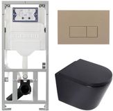 Geberit QeramiQ Dely Toiletset - Diepspoel - Rimless - Inbouwreservoir UP320 - Softclose Zitting - Taupe Bedieningsplaat