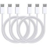 Phonillico® Set van 3 USB-C USB-C-kabels voor Airpods 4 / Airpods Pro 2 / Airpods Max (2024) - Nylon gevlochten kabel 1 meter