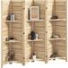Paravent intérieur en bois 4 panneaux 160 x 170 cm, séparateur de pièce pliable 3 étagères, bois naturel effet brûlé