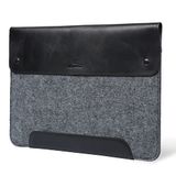 MegaGear MacBook tas van echt leer en fleece 15 & 16 inch - grijs