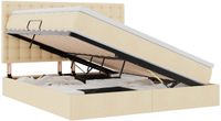 vidaXL LED Opbergbed met Matras, Crème, 160 x 200 cm, Stof