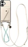 AVY Leren Hoesje geschikt voor Apple iPhone 17 | Met Koord en Kaarthouder | Compatibel met MagSafe | Leather Case met Polsand & Crossbody Koord & Wallet | Cubiq Leather Set | Croco Beige
