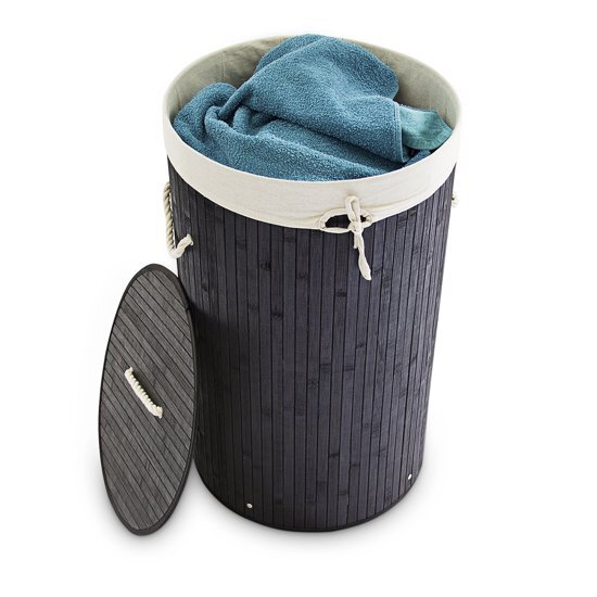 Relaxdays Opvouwbare wasmand rond - Bamboe hout - Ronde was mand - 80 liter / 65 cm hoog