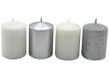 Dekohelden24 Adventskaarsen, stompkaarsen, adventskranskaarsen, tafelkaarsen, blokkaarsen, tafelkaars in zilverwit, levering 4 stuks, 5 x 5 x 7 cm (l x b x h).