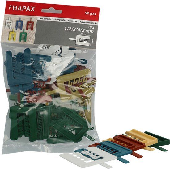 HAPAX - Uitvulplaatjes Gemengd 1-5mm - 50 stuks - Kunststof - Wit/Blauw/Rood/Geel/Groen