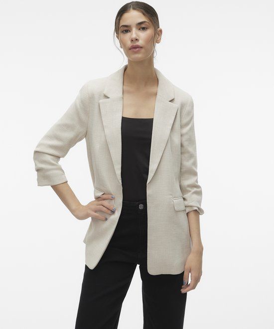 Vero Moda Vmfrida Ls Regular Blazer Noos - Oatmeal/melange - Maat 42