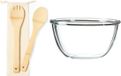 Merkloos / Sans marque Makito Western Europe Slakom/serveerschaal en bamboe slacouvert - Glas - D24 cm