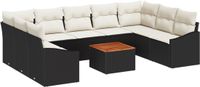 vidaXL Tuinbank Set 10-delig Zwart Polyrattan