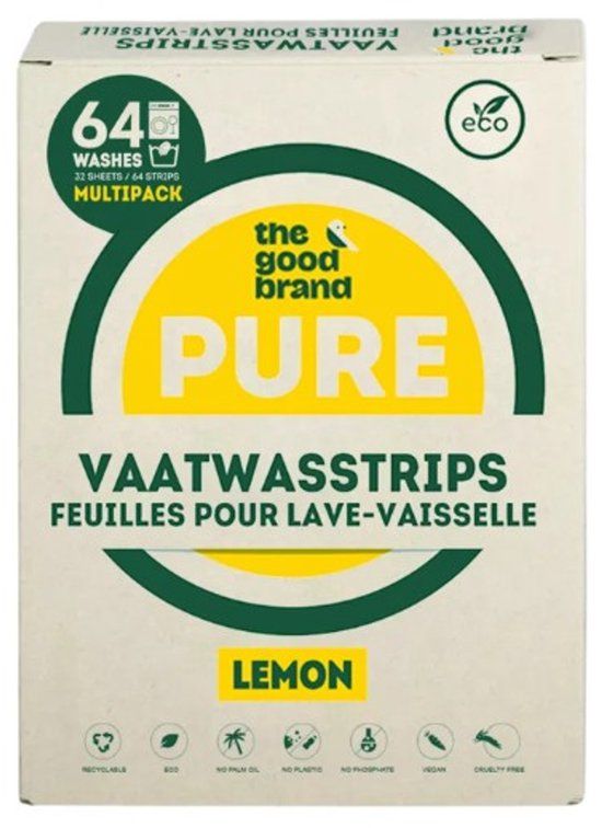 The Good Brand Pure Vaatwasstrips Lemon 64ST