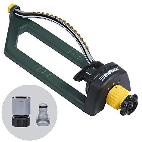Melnor 65151AMZ Oscillating Sprinkler with 15 Precision Nozzles and QuickConnects - Amazon Bundle - Green/Yellow/Black
