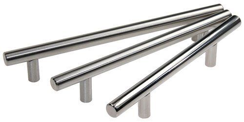 Jedo T Bar Handvat 188mm Lang x 128mm Fix Centres - GEPOLIJST ROESTVRIJ STAAL