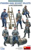 MiniArt Modelbouwpakket Militaire voertuigen - 49022 Finse en Sovjet Piloten met Accessoires WWII - 6 Figuren Plastic - 1:48 - Modelbouw
