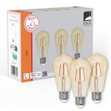 EGLO set van 3 E27 filament LED lampen, Edison vintage gloeilamp amber | 4 watt (gelijk aan 40 watt), warm wit, 2200 K, retro lichtbron ST64, Ø 6,4 cm