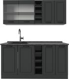 Vicco R-Line Eenpersoonskeuken – 160 cm, WB Antraciet Antraciet landhuis/antraciet