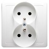 Contact-Simon Dubbel stopcontact met randaarde compleet 16A, 250V~, schroefklemmen, Basis module wit