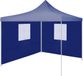 vidaXL Partytent met 2 zijwanden, inklapbaar, 2x2 m, staal, blauw