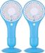 Urban Living Draagbare USB ventilator met standaard - 2x - lichtblauw - 20 x 10 cm