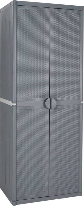 vidaXL Tuinkast 65x45x172 cm PP Rattan Grijs