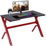 BAKAJI Bureau Gaming PC Computer Structuur Metalen Plaat MDF Texture Koolstofvezel met Muispad Inclusief Afmetingen 120 x 60 x 73 cm